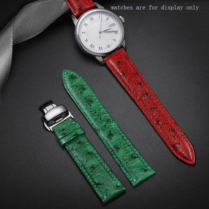 Bracelet de montre en cuir véritable motif autruche OEM personnalisé avec fermoir déployant papillon et boucle ardillon, 18mm 20mm 22mm 2 - Product Image 3