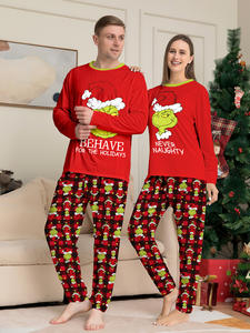 2023 noël rouge rayé famille Homewear Grinchs imprimer pyjamas garçons filles hommes femmes vêtements de nuit de noël - Product Image 3