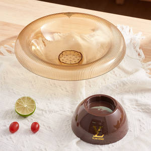 Assiette à fruits en plastique ambré Yilan Home, design rayé rond, pour la présentation de collations lors de fêtes - Product Image 4