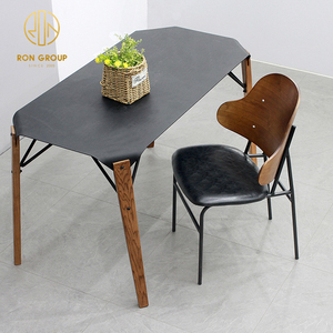 Silla de Comedor Popular de Madera de <span class=keywords><strong>Roble</strong></span> Americano con Respaldo Curvo, Muebles para Restaurante <span class=keywords><strong>y</strong></span> Cafetería, con Cuero <span class=keywords><strong>y</strong></span> Metal - Product Image 2