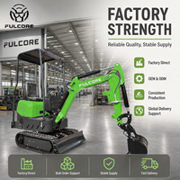 Excavatrice FULCORE CE EPA EuroV certifiée ISO, 1,2 tonne, chenilles épaissies, configuration multifonctionnelle
