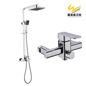 Ensemble de douche mural moderne et minimaliste en cuivre massif avec douchette à main et jet supérieur, robinet de salle de bain chaud/froid, pour nouvelles salles de bain - Product Image 5