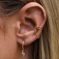 Boucles d'oreilles pendantes Huggie Hoop en acier inoxydable plaqué or 18 carats avec éclair pavé de zircone cubique, personnalisées en gros, pour femmes, bijoux vintage