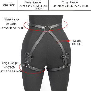 Harnais de jambe en cuir PU, sangle corporelle punk, jarretières à nœud papillon, accessoires de lingerie gothique, fétichiste, érotique, sexy, vente en gros OEM - Product Image 6