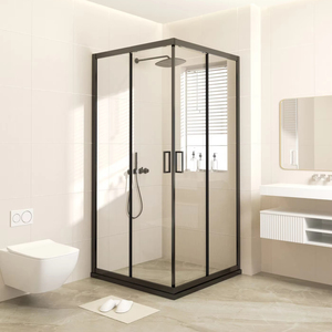 Vách tắm đứng hình vuông phong cách tối giản châu Âu có tay nắm cửa, khung hợp kim nhôm, kính cường lực 4mm dùng để tắm - Product Image 1