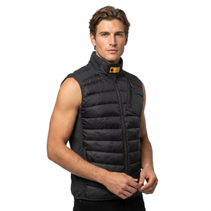 Black Men's Winter Puffer Vest Stand Collar Quilted 100% Polyester Filled Breathable Quick-Dry Zip <b>Waistcoat</b> Outdoor Outerwear - Product Image 5