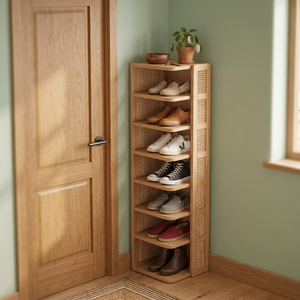 Étagère à chaussures en bambou étroite à plusieurs niveaux, organisateur de rangement ouvert pour entrée et petits espaces - Product Image 2