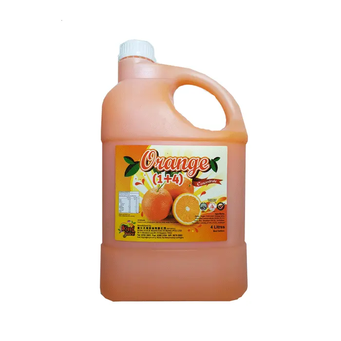 Il succo di migliore qualità certificato Halal al 100% offre una bottiglia di zucchero ridotta alla vitamina C succo concentrato aromatizzato all'arancia dolce