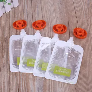 Bolsas transparentes para transportar comida de bebés, con boquilla para alimentos orgánicos, flexibles, desechables