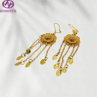 Ensemble de bijoux Hongyue de luxe plaqué or 24 carats, design tournesol arabe, collier et boucles d'oreilles pour femmes, pour mariage et fête