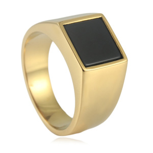 <b>Titanium</b> Steel Square <b>Ring</b> Bezel Setting Unisex Fashion Jewelry Gift 24027 - Product Image 4