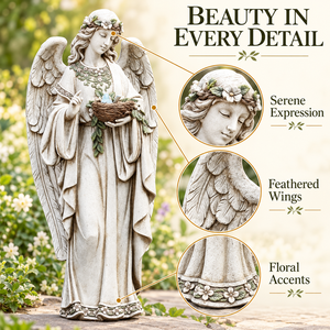 Statue <span class=keywords><strong>d</strong></span>'<span class=keywords><strong>ange</strong></span> de jardin en résine tenant un <span class=keywords><strong>nid</strong></span> <span class=keywords><strong>d</strong></span>'oiseau, figurine <span class=keywords><strong>d</strong></span>'<span class=keywords><strong>ange</strong></span> peinte à la main aspect pierre, <span class=keywords><strong>d</strong></span>écoration commémorative extérieure résistante aux intempéries pour porche - Product Image 5
