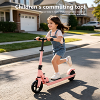 Patinete Eléctrico Seguro para Niños, Patinete Eléctrico Plegable con Altura Ajustable y Plataforma Antideslizante