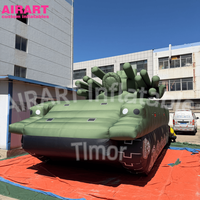 Modèle de char pour accessoires de fête, char Sherman gonflable pour accessoires de scène, véhicule réaliste avec missiles pour expositions muséales