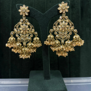 Magnifique ensemble Jhumka avec gros strass - Product Image 1