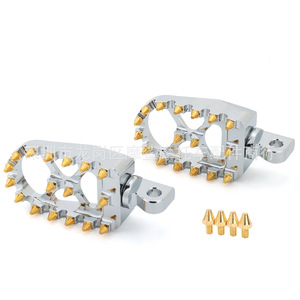 Repose-pieds de moto Moshark usinés CNC, rotatifs à 360 degrés avec clous dorés pour modification de moto - Product Image 1