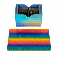 Boîte de rangement personnalisée arc-en-ciel pour cartes Magic Sport, avec fenêtre de présentation Commander, capacité 100+ cartes à double protège-cartes