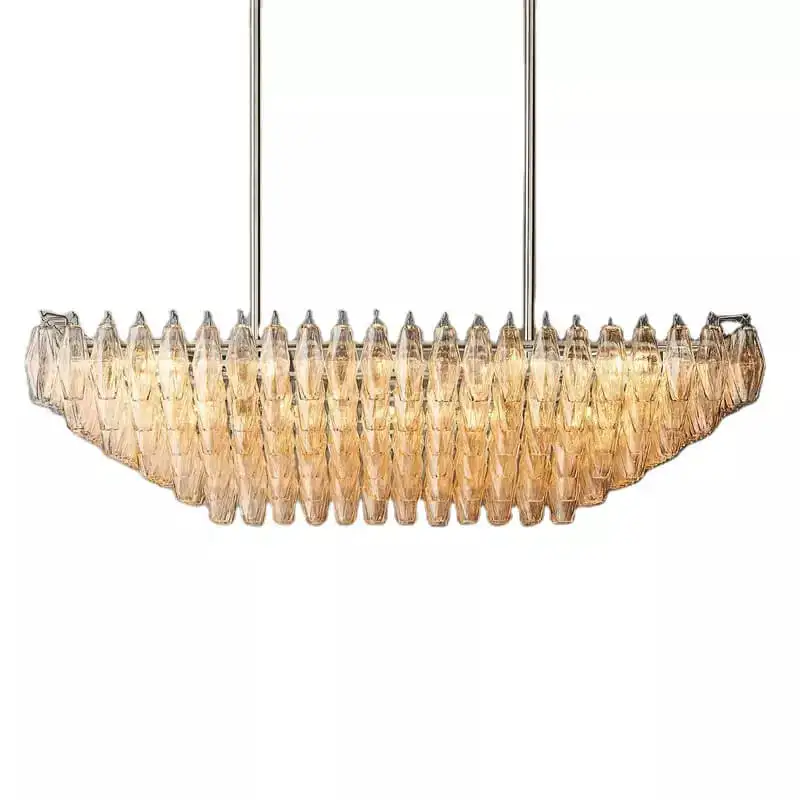 American Pendant Light Steel Crystal Lamps Fixture Gold Black New Led Modern Luxury K9 Crystal Rectangle Chandelier
