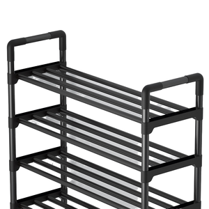 Nassan Modern Black Iron Panel Multi-Layer Adjustable Height <b>Folding</b> <b>Shoe</b> <b>Rack</b> 11 Pair Capacity Standing Living Room Furniture - Product Image 1