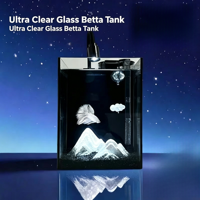 USMILEPET Eco Landscape Aquarium en verre pour la maison, réservoir de bureau pour Betta, réservoir écologique pour plantes aquatiques pour Betta et animaux aquatiques