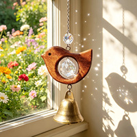 Cloches artisanales bohèmes modernes minimalistes en bronze antique avec bois et cristaux pour la décoration intérieure - Idéales pour le dropshipping