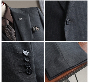 Trajes de hombre personalizados de fábrica de alta calidad OEM de lujo 3 piezas trajes de hombre para boda trajes de trabajo formales para hombre - Product Image 6