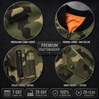 Blouson Bomber Court Matelassé en Twill de Coton Délavé Effet Vieilli Camouflage Personnalisé