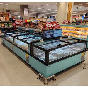 Congélateur commercial combiné pour îlot de supermarché avec deux portes vitrées, éclairage LED, dégivrage automatique et contrôle numérique - Product Image 4