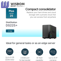 Synology DS225+ neuf, NAS 2 baies sans disques, interface USB, format rack 2U, DiskStation pour stockage en réseau, en stock