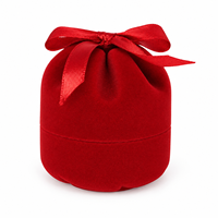 Boîte à bijoux en velours rouge en forme de nœud, à fond rond, pour bagues, boucles d'oreilles, colliers et autres bijoux – Vente en gros