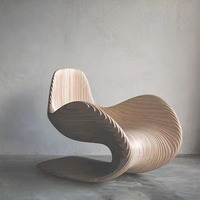 Chaise de loisirs de forme unique sur mesure Fauteuil en bois massif au design minimaliste pour la maison Mobilier d'art d'hôtel