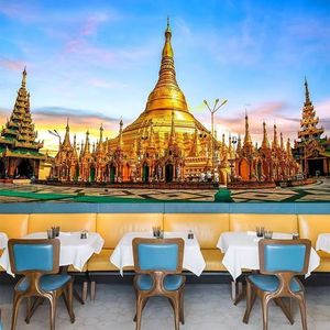 ภาพจิตรกรรมฝาผนังอาคารสไตล์เอเชียตะวันออกเฉียงใต้ใช้ในร้านอาหารไทยตกแต่งสไตล์ไทยแปลกใหม่ - Product Image 4