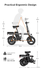 Bicicleta Plegable ENGWE T14, 250W, Mini, 25km/h, Urbana, 48V, 10AH, Batería de Litio Extraíble, Portátil, Stock UE/Reino Unido, T14 Plegable - Product Image 6