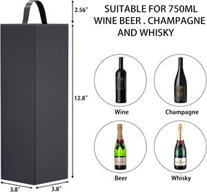 Boîte cadeau magnétique pliable pour vin, 1 unité, emballage haut <span class=keywords><strong>de</strong></span> gamme pour bouteille <span class=keywords><strong>de</strong></span> spiritueux ou <span class=keywords><strong>de</strong></span> <span class=keywords><strong>champagne</strong></span>, idéal pour mariages, anniversaires et fêtes - Product Image 3
