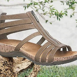 Women Flat <b>Sandals</b> Mesh Strappy <b>Buckle</b> Outdoor Summer Slip on Wedge <b>Sandals</b> Round Toe Casual Wear - Product Image 3