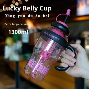 1300ml Water <b>Cup</b> <b>Large</b> Capacity Plastic Water Bottle with Straw Cap Summer Waterbottle High Beauty Bucket Milk <b>Tea</b> <b>Cups</b> - Product Image 3
