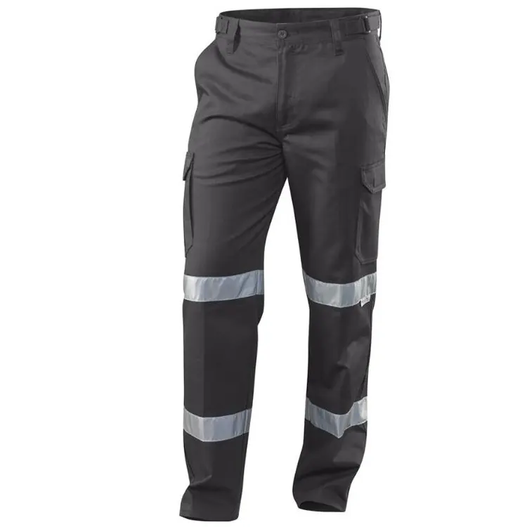 Plus Size Reflective Cargo Pants Navy Blue Cargo Work Tactical Pants Trousers with Side Pockets