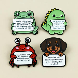 Broche en métal créative avec citation amusante et encourageante en anglais, motif animal mignon, accessoire vestimentaire - Product Image 1