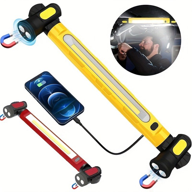 1200Lumen Rechargeable COB LED Underhood Work Light for Mechanic Garage Workshop Rotated Magnetic Hook Car Inspection Work Light