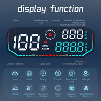 Affichage tête haute universel, affichage tête haute GPS avec écran LED de 5 pouces, vitesse, boussole, altitude, alarme de fatigue au volant