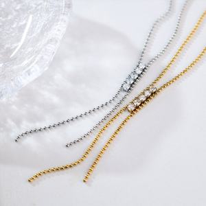 Elegante Collar de Joyería Fina con Cuentas en Forma de Y, Collares de Acero Inoxidable con Circonita, Collares con Colgante Minimalista de Moda para Mujer - Product Image 2