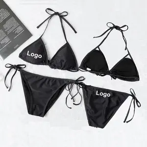 Trung Quốc Nhà Sản Xuất Tên Thương Hiệu Áo Tắm Tùy Chỉnh Bikini Top Với Logo Ban Nhạc Đàn Hồi Đồ Bơi Phụ Nữ Letter Tắm Suit