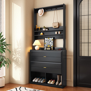 Meuble à chaussures en bois massif, style nordique, étagère de rangement pour entrée, gain de place, design fin à rabat pour usage domestique - Product Image 3
