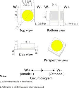 Diode LED <span class=keywords><strong>SMD</strong></span> 2835 3V 1W LM283B+ SL SM Ronde <span class=keywords><strong>LES</strong></span> Blanche 6500K CRI80 SPMWHR229AQ5SGPMSM - Product Image 2