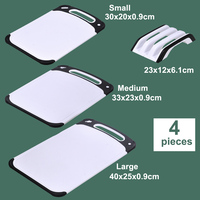 Ensemble de 3 planches à découper uniques, non toxiques, en plastique PP de grande taille, épaisseur 1,5 cm, antidérapantes, lavables au lave-vaisselle, pour fruits, steaks et poissons