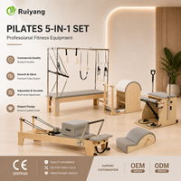 Set de 5 Pièces Pilates Reformer Multifonctionnel en Bois de Hêtre pour Yoga et Renforcement du Corps en Intérieur