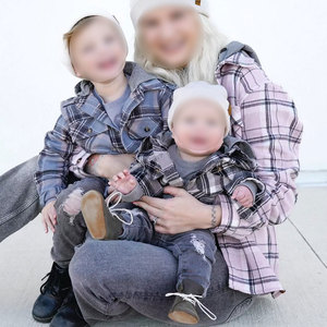 Custom Printed Dad and Son Outfit Long Sleeve <strong>Flannel</strong> Hoodie <strong>Shirts</strong> Family Matching Men Kids Casual Button Down Plaid <strong>Shirt</strong> - Product Image 3