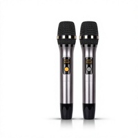 Microphone dynamique sans fil portable à double canal avec récepteur, microphone à main pour karaoké, amplificateur de son