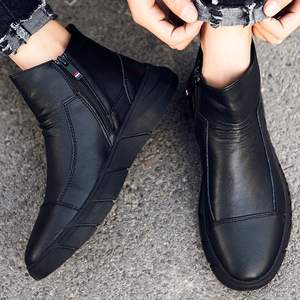 Botas de cuero genuino para hombre, zapatos con cremallera superior, informales, cómodos, impermeables, para caminar y conducir, nuevo estilo - Product Image 2