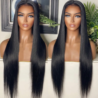 Perruque en cheveux humains bruns lisses, sans colle, Super Double Drawn (SDD), cheveux vierges vietnamiens, avec closure en dentelle HD 2x6, sans nœuds